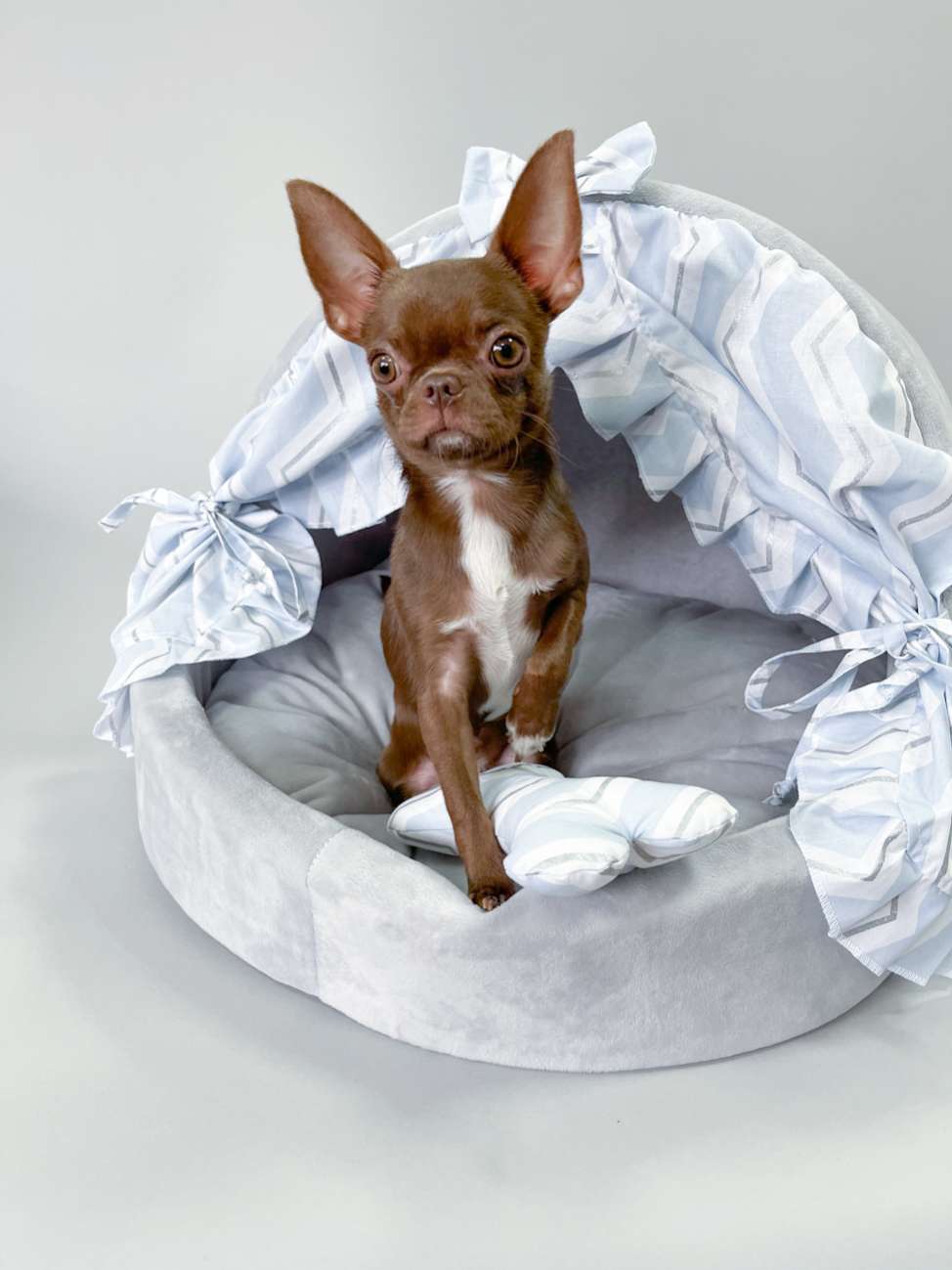 Домик для собаки со шторками Puffy Серебро