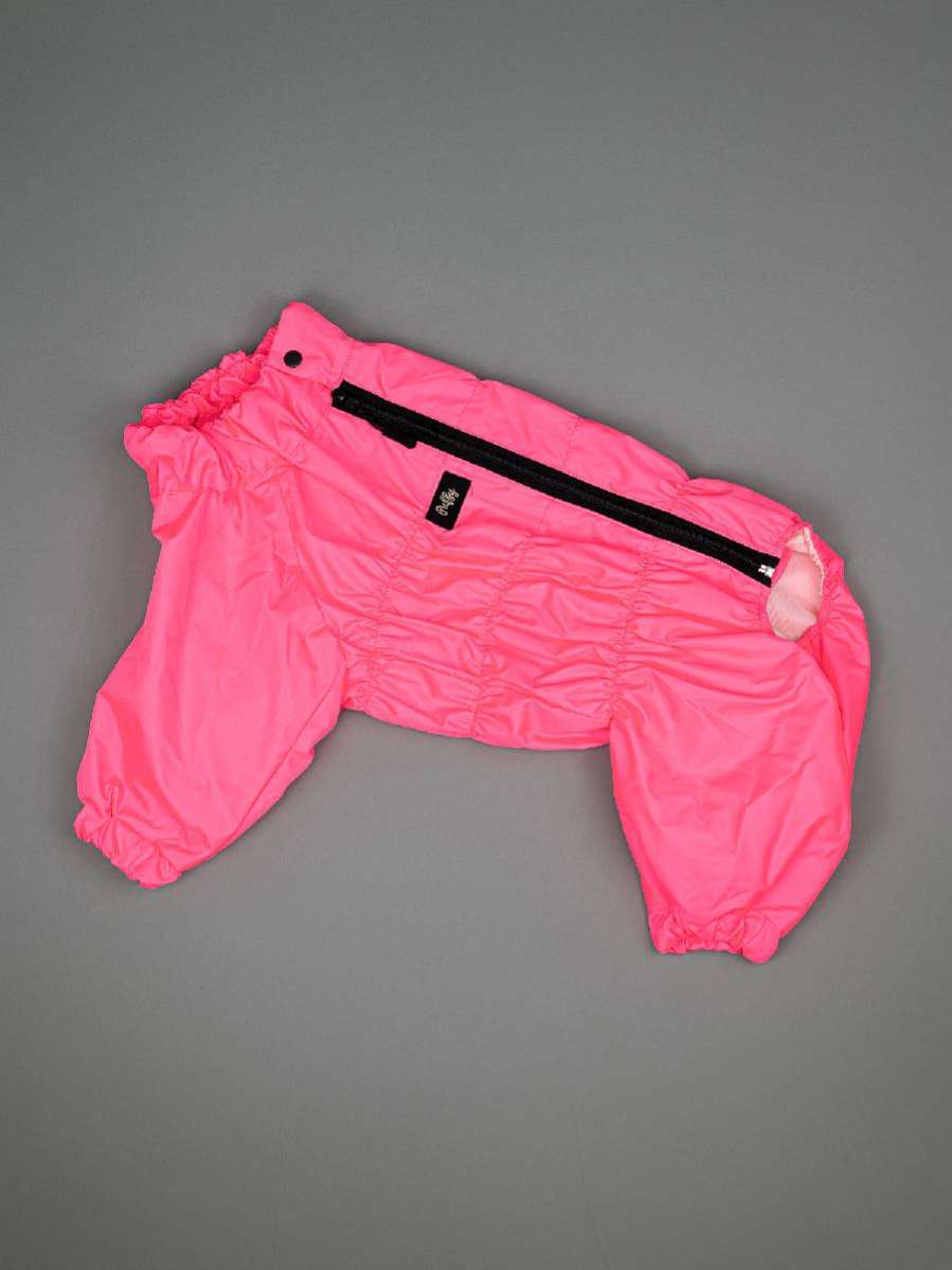 Дождевик для собак Puffy для мопсов и бульдогов розовый неон