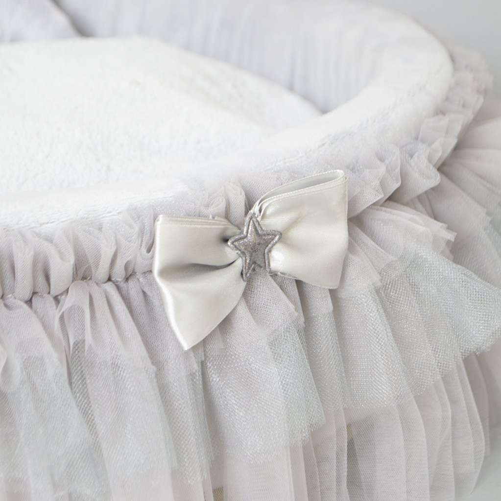 [Лежак] Лежанка для собак со спинкой Puffy Сильвер