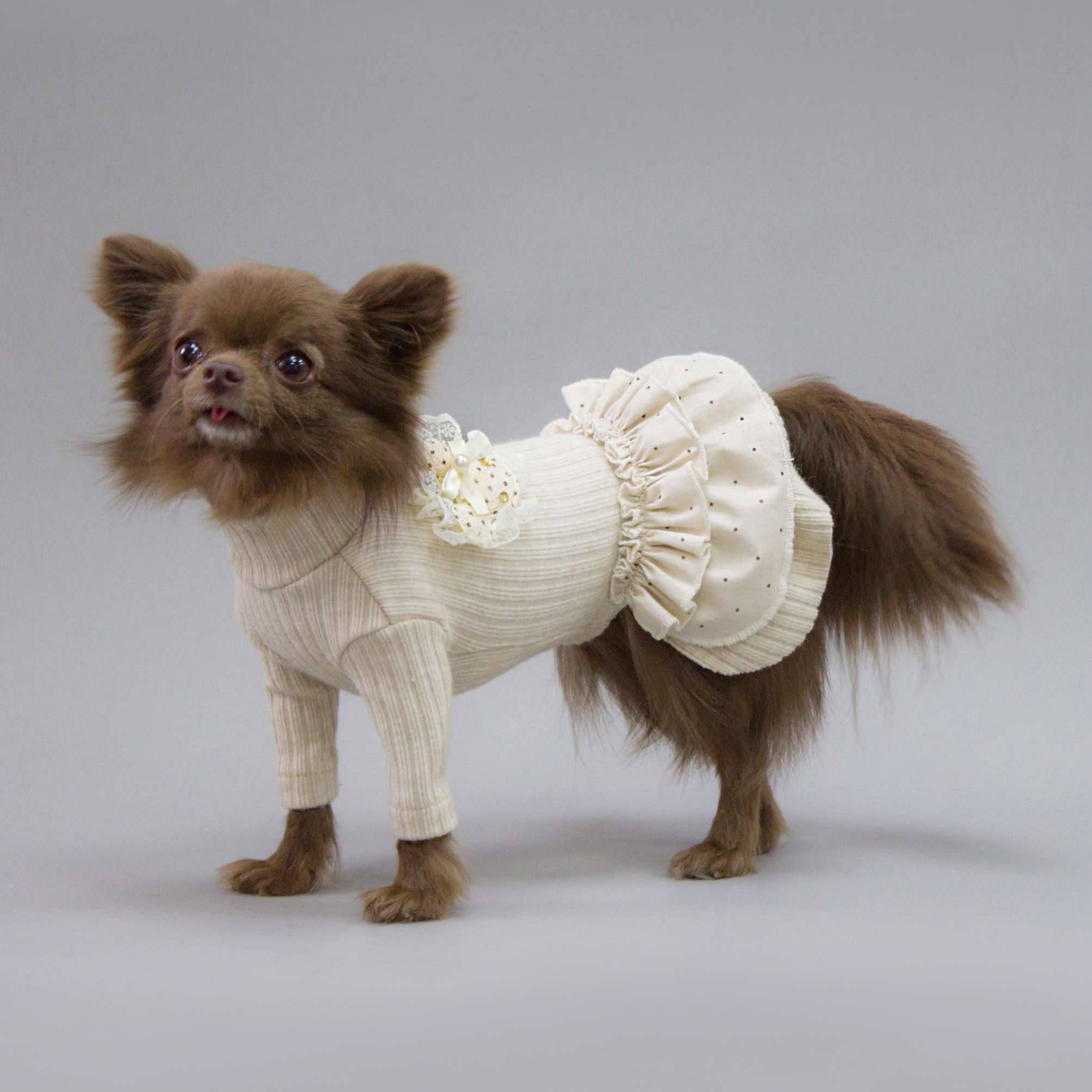 Платье для собак Puffy Лапша бежевое