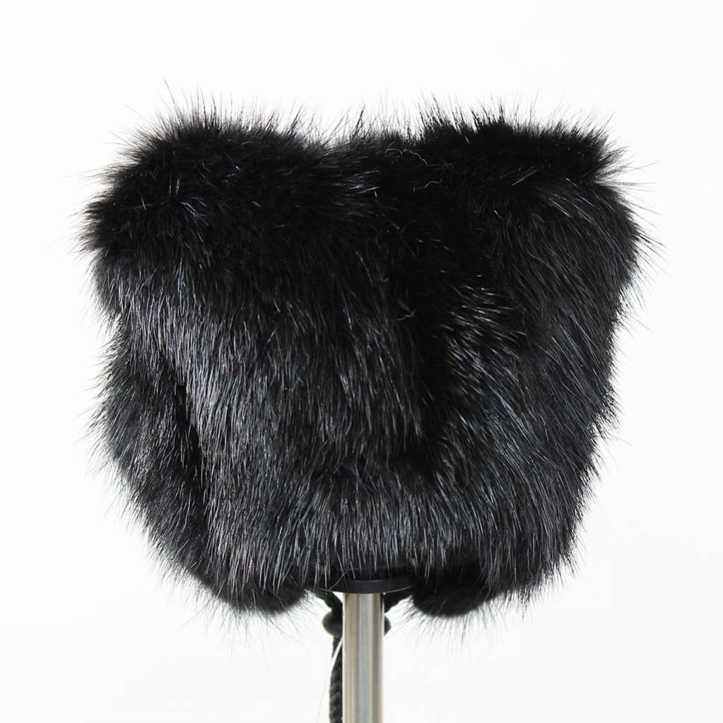 Норковая шапка для собак Puffy Ушки черная