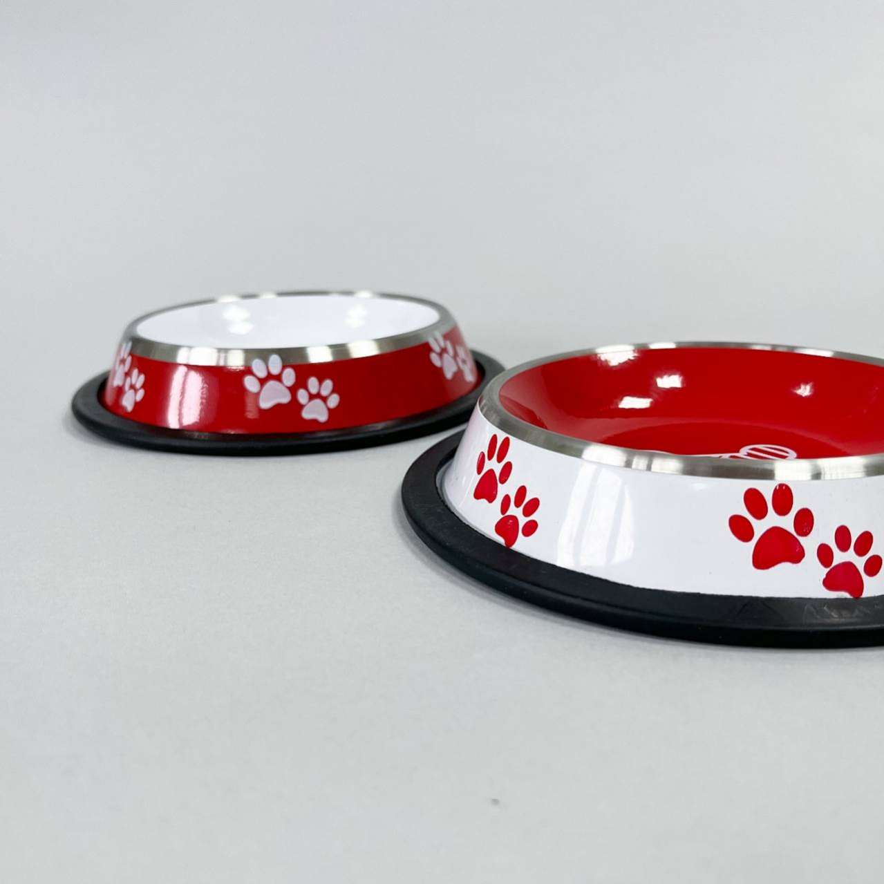 Миска для собак на резинке из нержавеющей стали Лапки