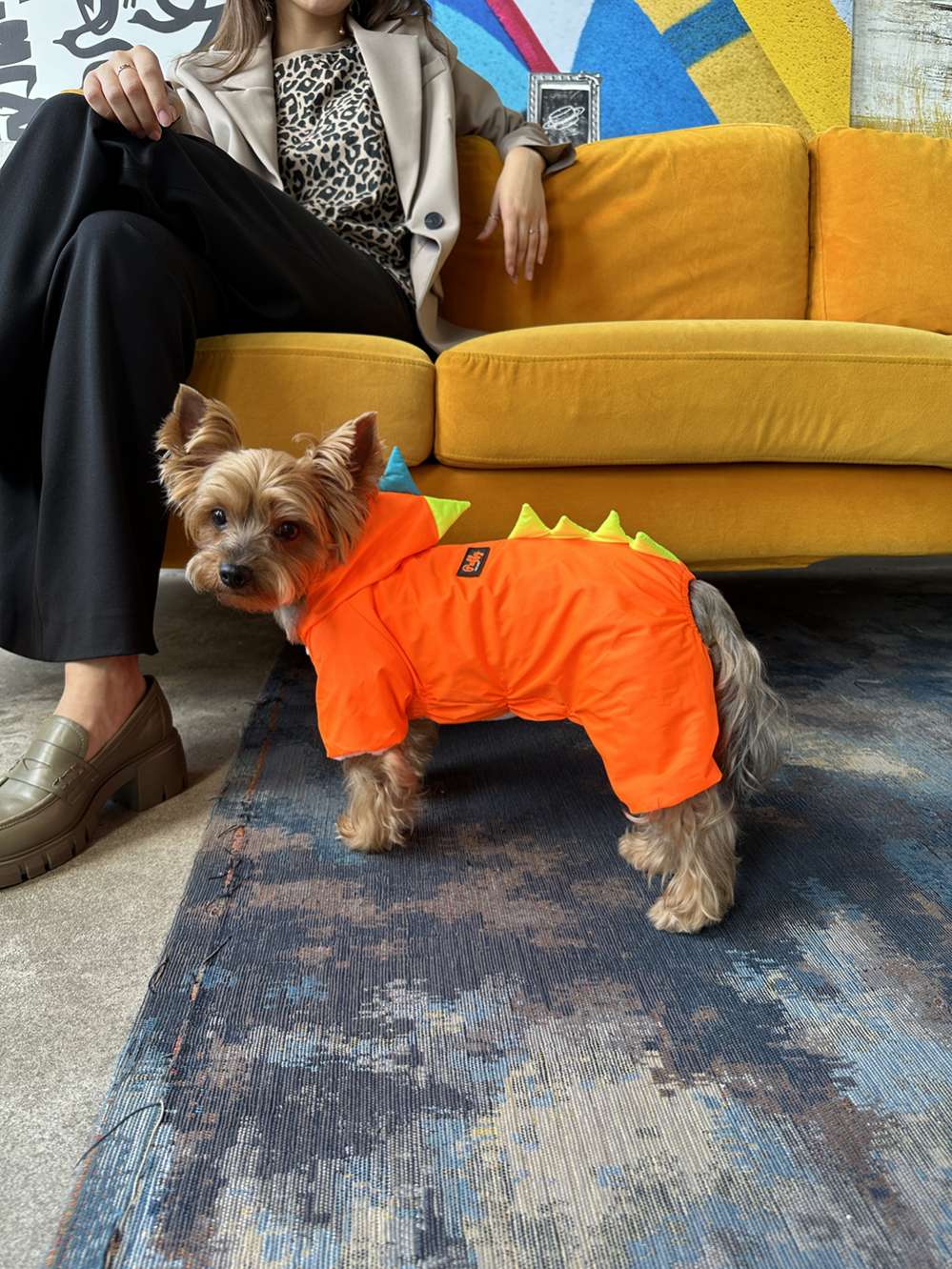 Дождевик для собаки утепленный Puffy Дино