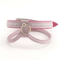 Кожаная шлейка для собак полукруглая со стразами 5 цветов