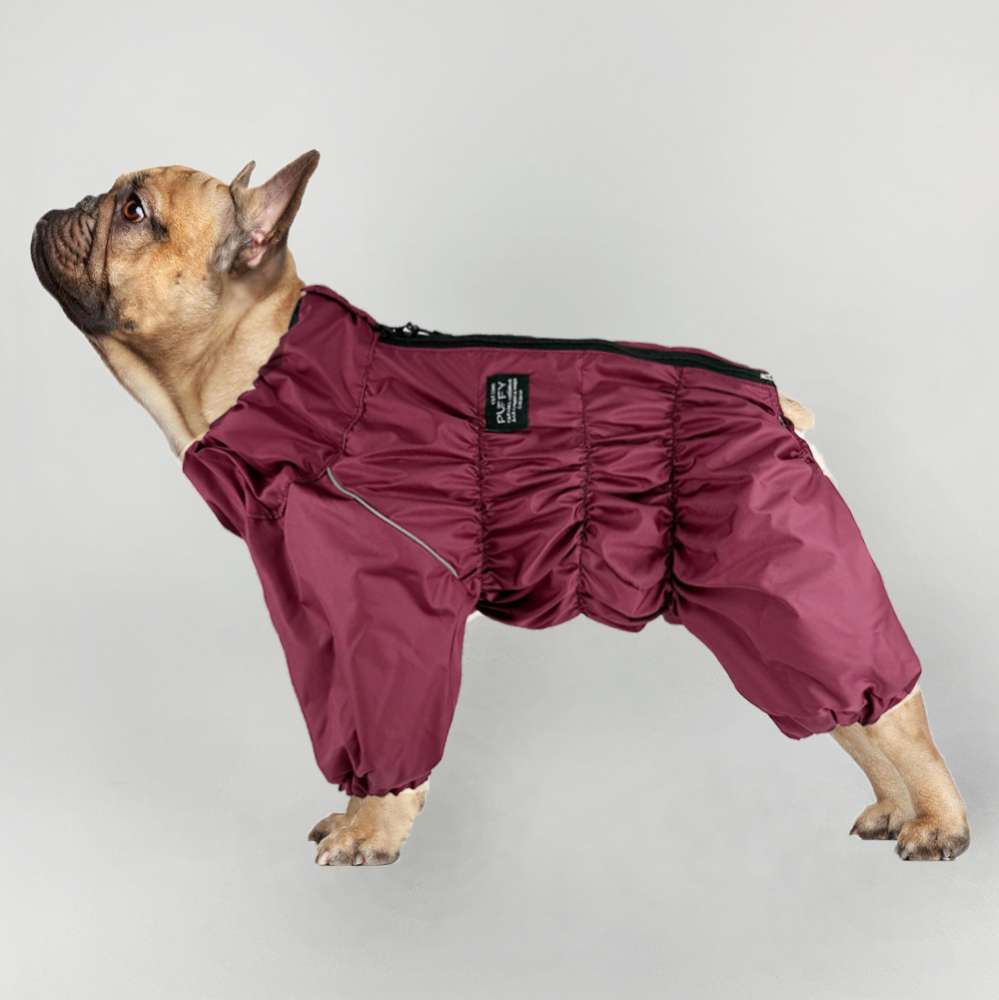 Утепленный дождевик Puffy для мопсов и бульдогов Бордо
