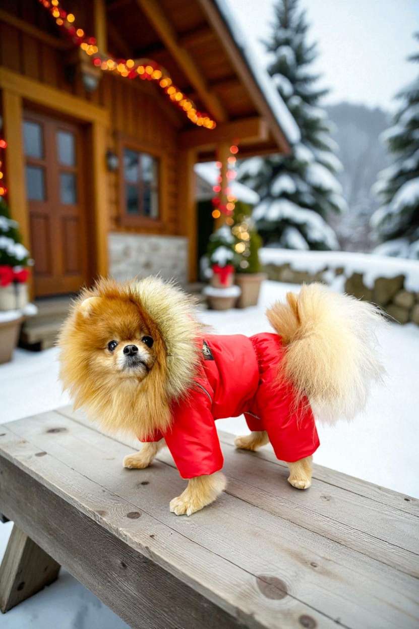 Комбинезон Puffy Аляска на шёлке красный