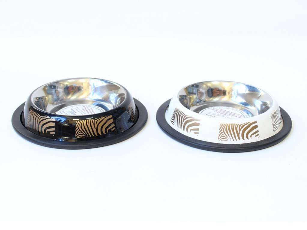 Миска для собак на резинке из нержавеющей стали Зебра