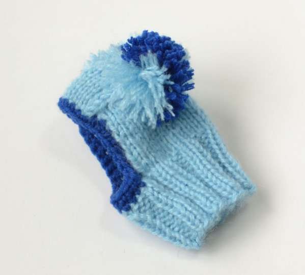 Вязаная шапка для собаки капор с закрытыми ушами Puffy