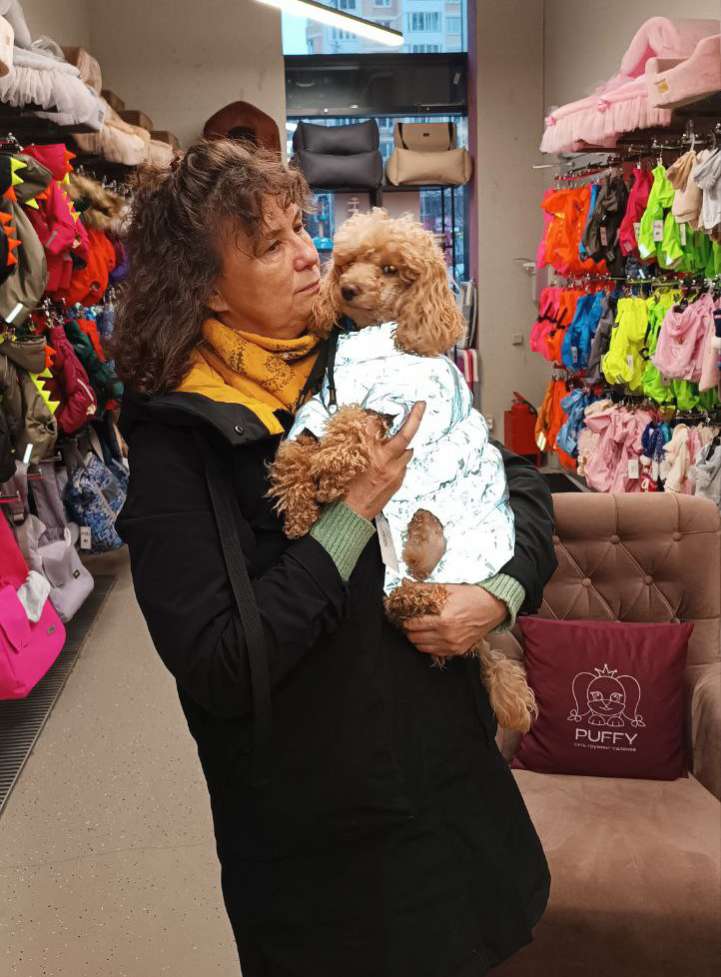 Утепленный дождевик для собак Puffy Фикс со шлейкой светоотражающий