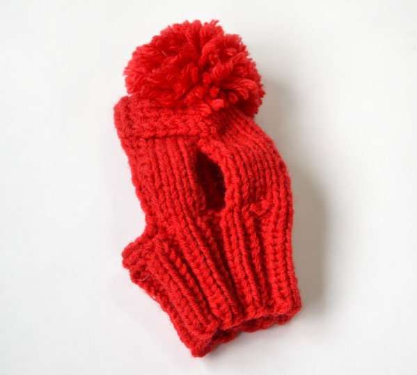 Вязаная шапка для собаки капор с открытыми ушами Puffy