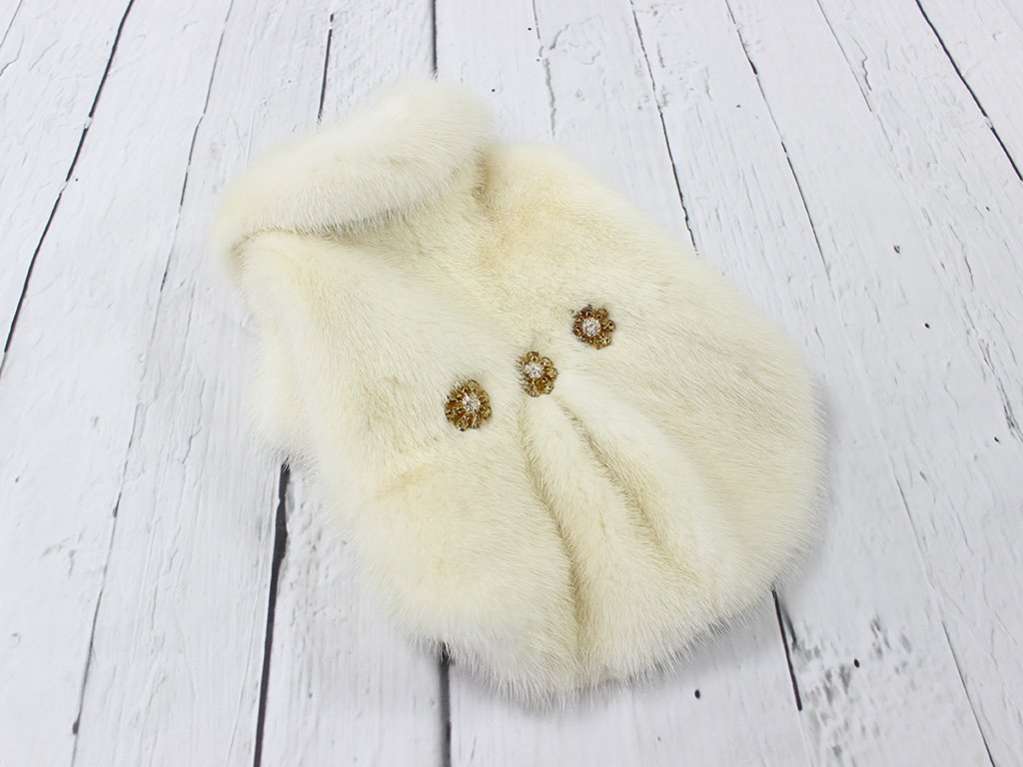 Шуба для собак норковая Адель белая