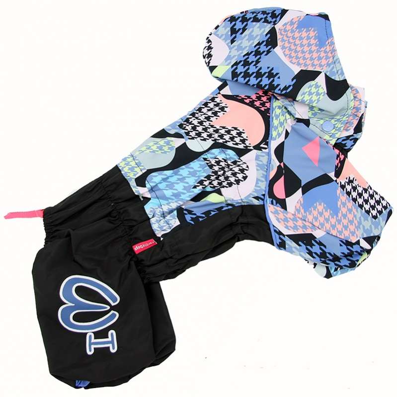 Дождевик для собаки с капюшоном ForMyDogs Пэчворк