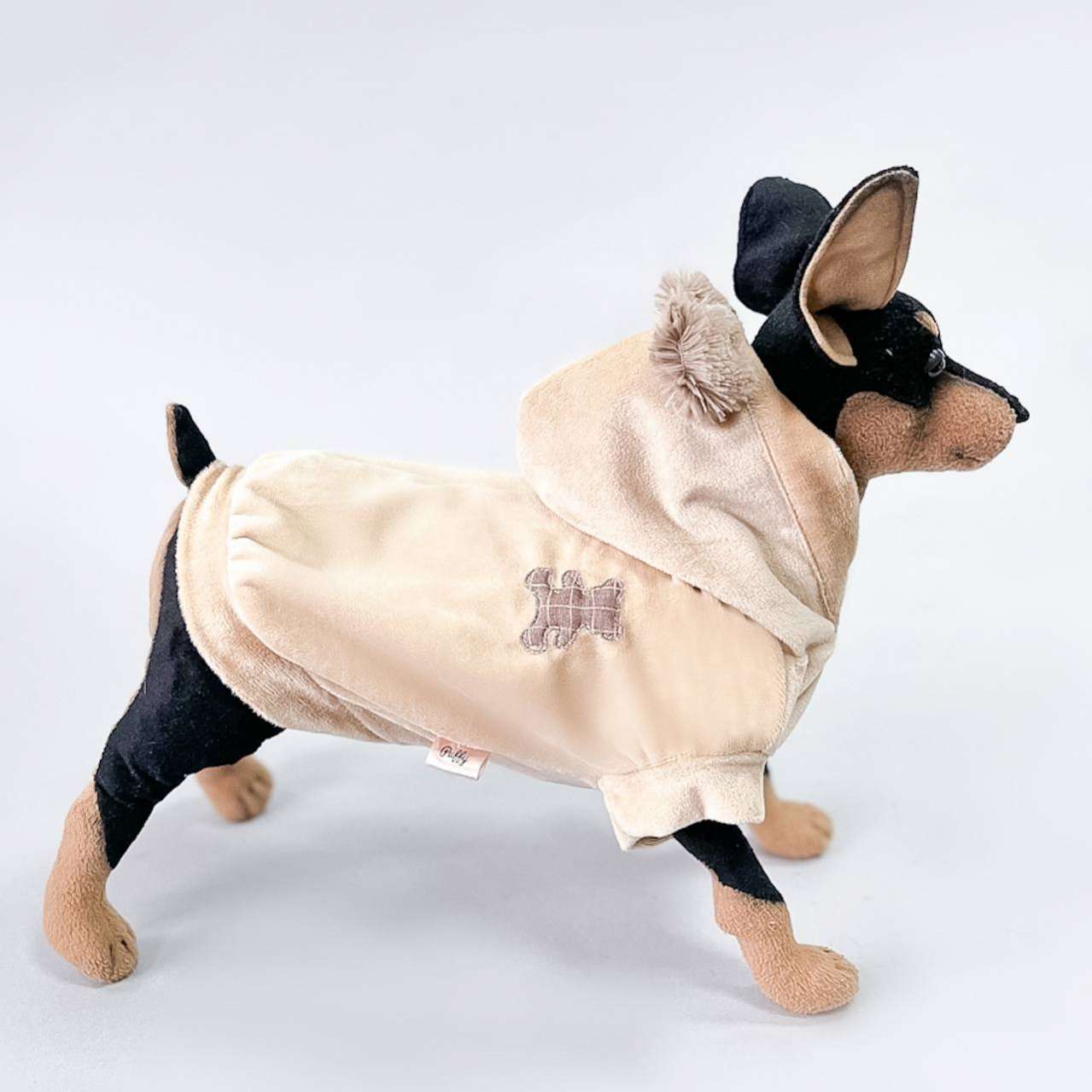 Толстовка для собаки велюровая Puffy Тедди бежевая