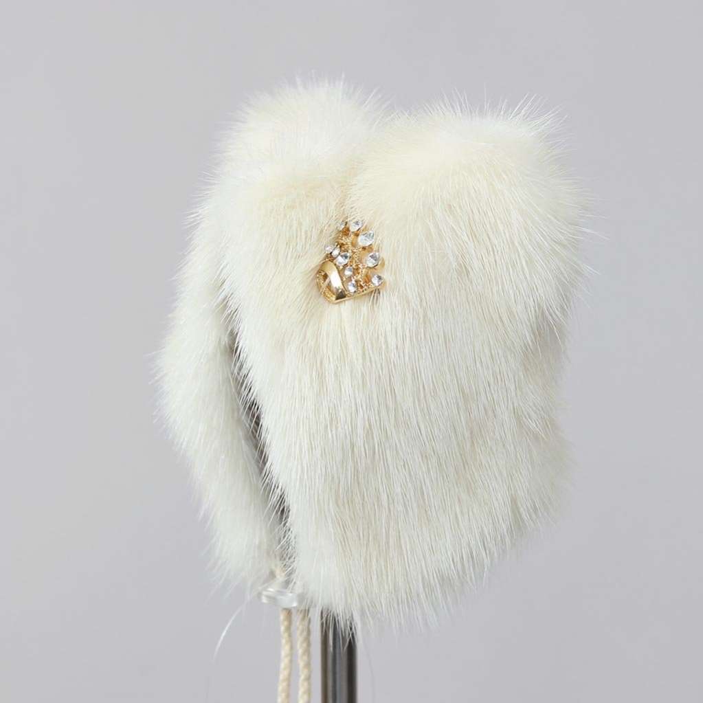 Норковая шапка для собак Puffy Ушки белая