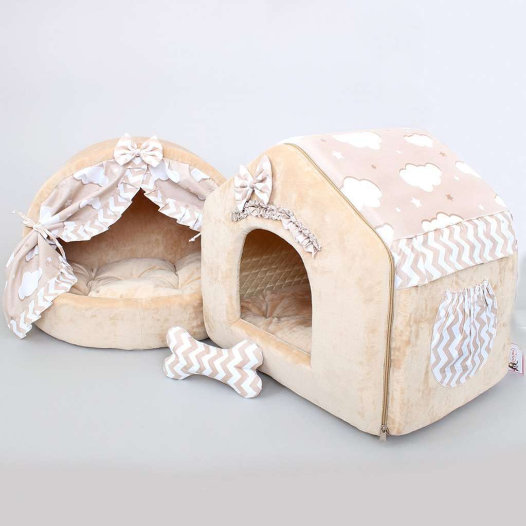 Домик для собаки со шторками Puffy в облаках