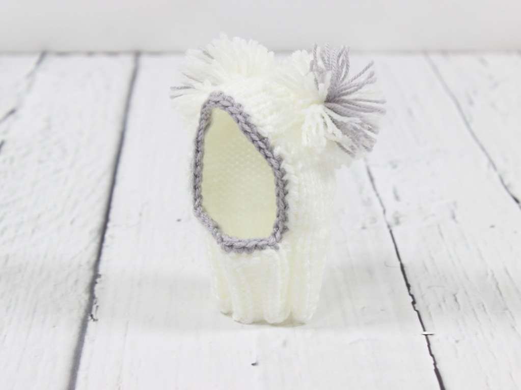 Вязаная шапка для собаки капор с закрытыми ушами Puffy