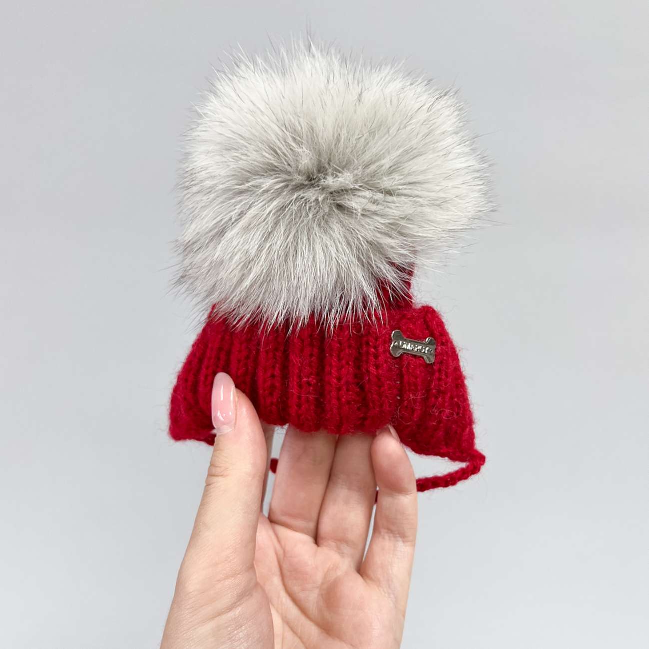 Вязаная шапка для собаки Premium Помпон