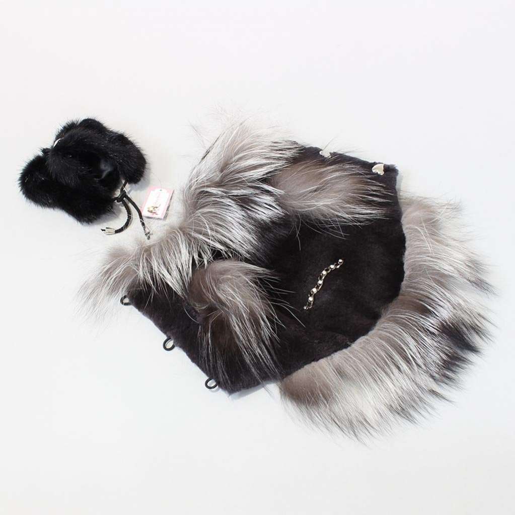 Норковая шапка для собак Puffy Ушки черная