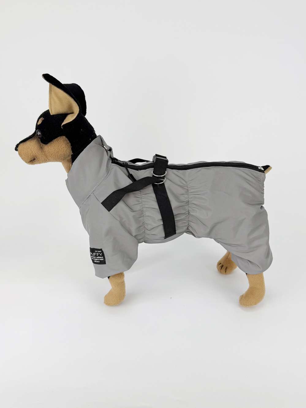 Утепленный дождевик для собак Puffy Фикс со шлейкой светоотражающий