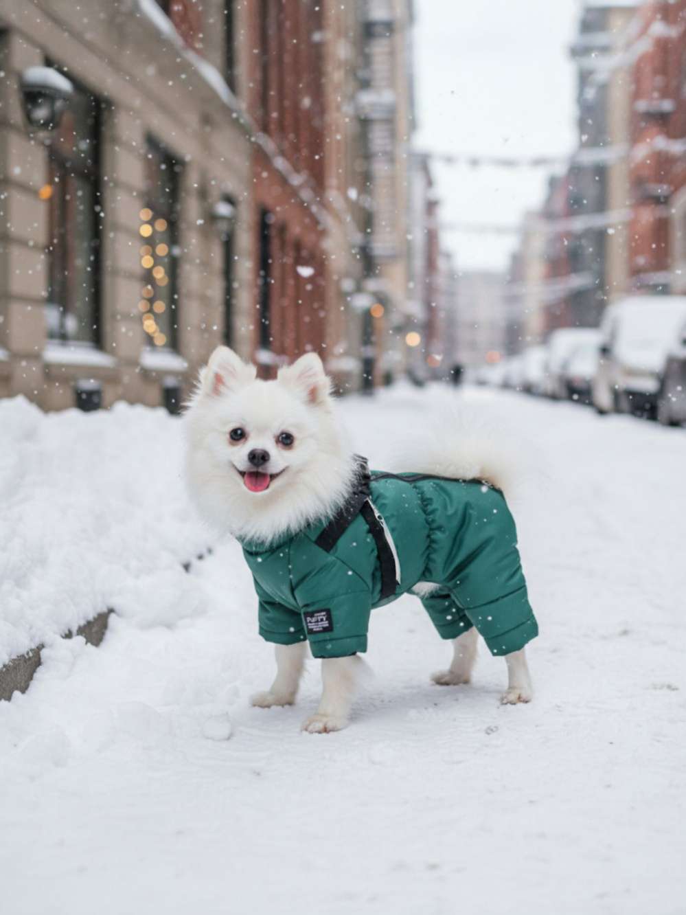 Комбинезон для собак со шлейкой Puffy Фикс изумруд