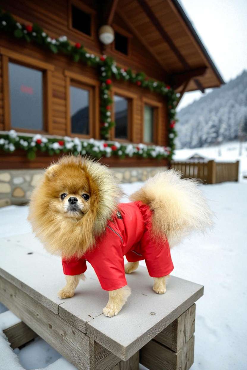 Комбинезон Puffy Аляска на шёлке красный