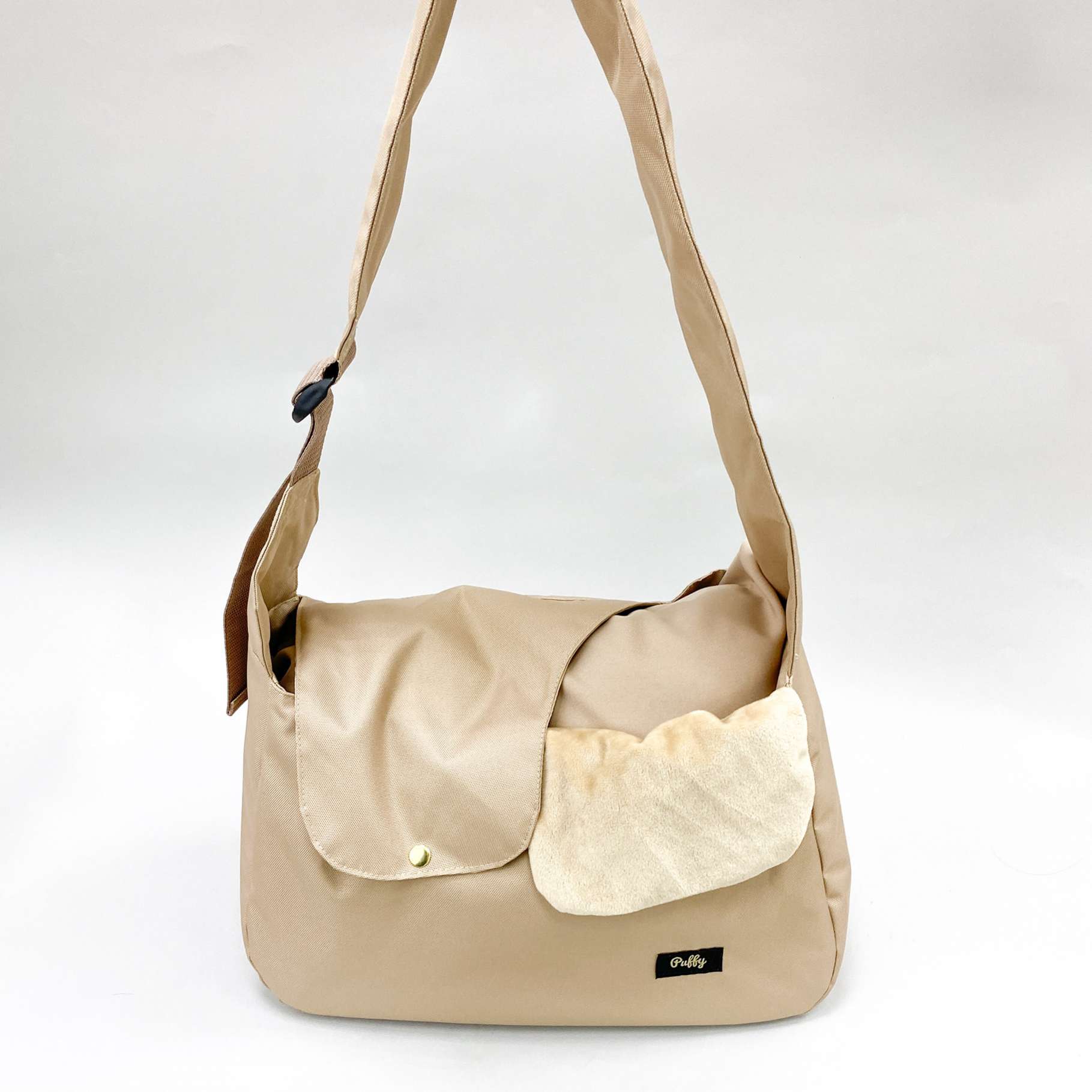 Демисезонная сумка-слинг для собак Puffy Бостон бежевый