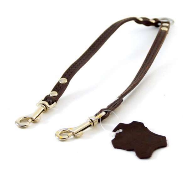 Кожаный поводок для двух собак