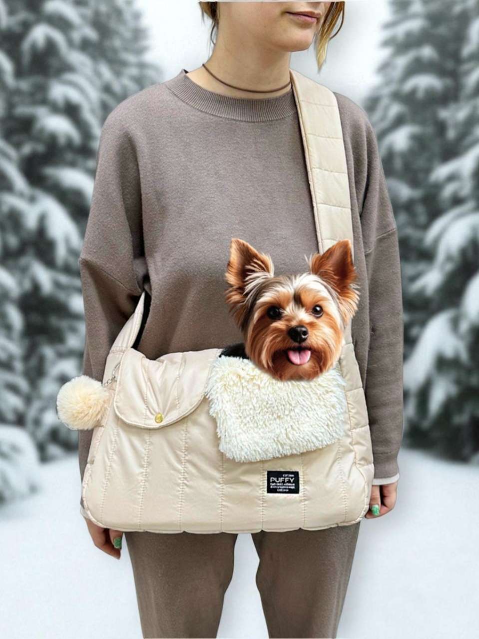 Сумка-слинг для собак Puffy Прогулка ваниль