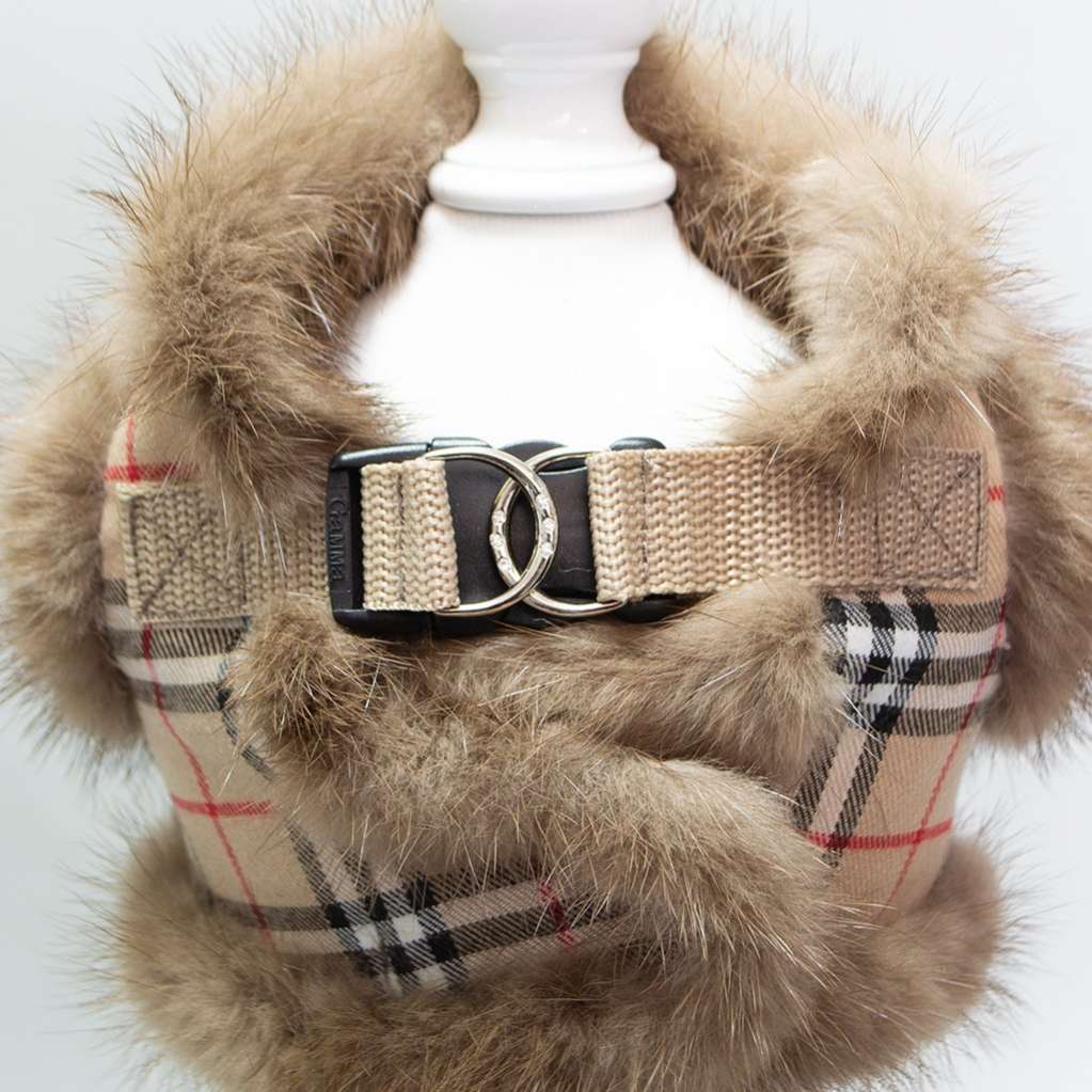 Шлейка для собак с натуральным мехом Burberry
