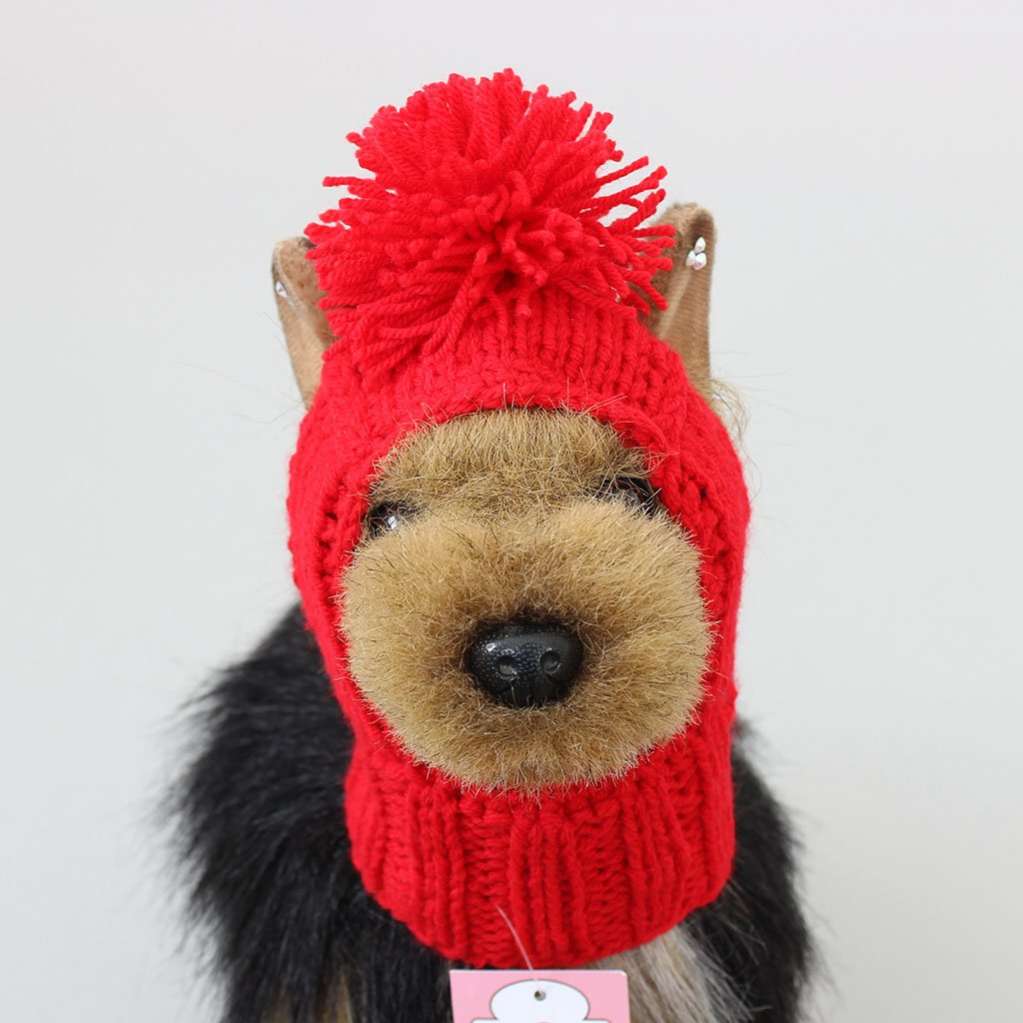 Вязаная шапка для собаки капор с открытыми ушами Puffy Фреш