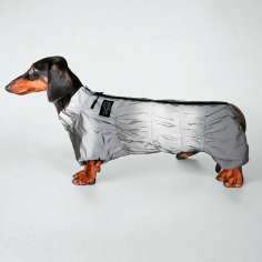 Утепленный дождевик Puffy для такс и корги светоотражающий