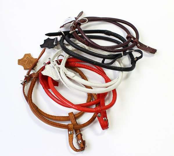 Кожаная шлейка для собак круглая для шпица