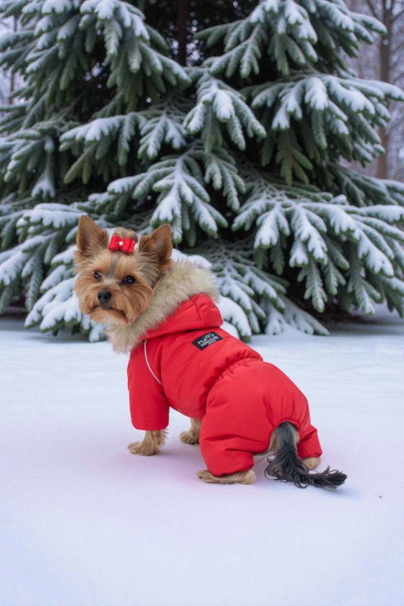 Комбинезон Puffy Аляска на шёлке красный