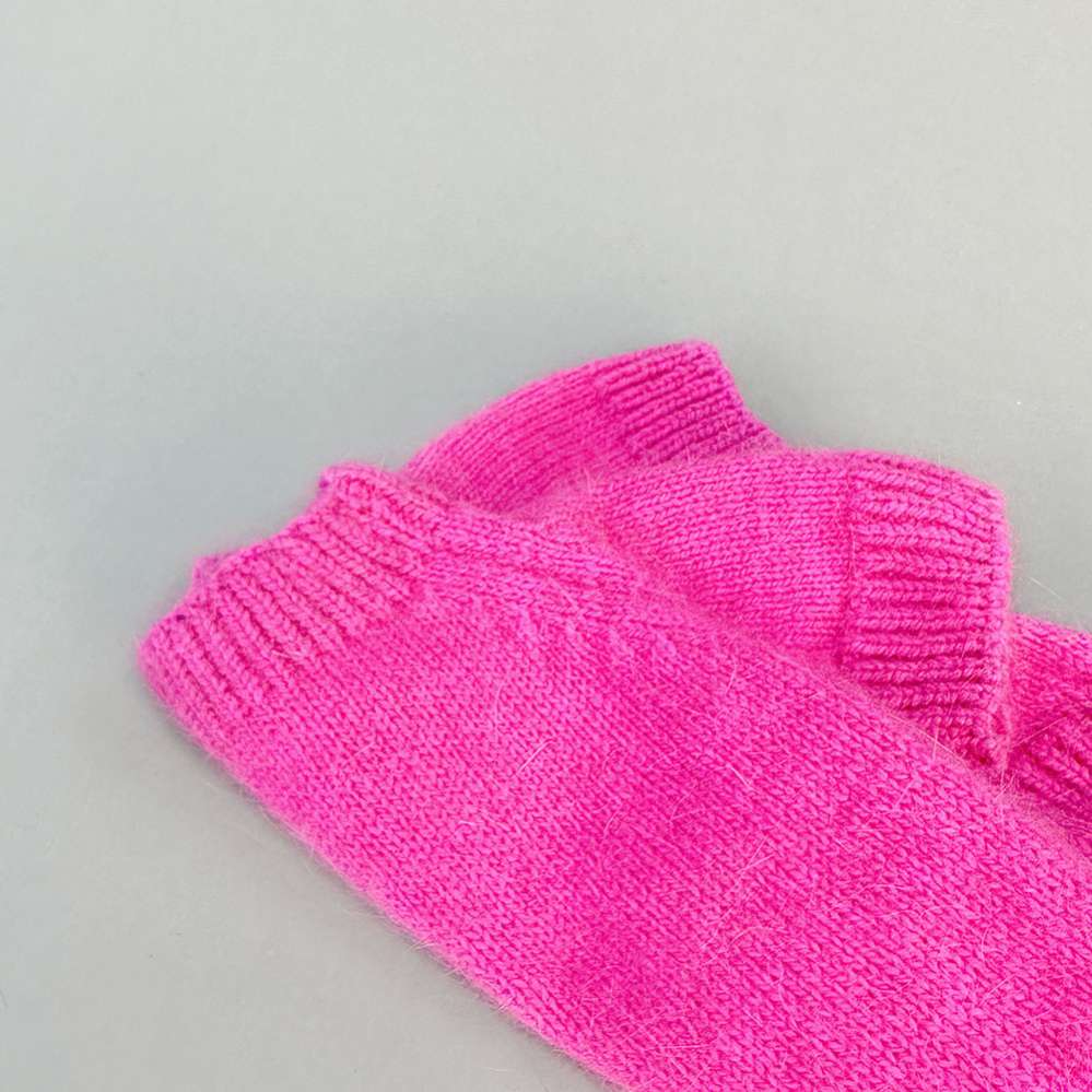 Вязаный свитер Puffy Пух норки Ярко-розовый