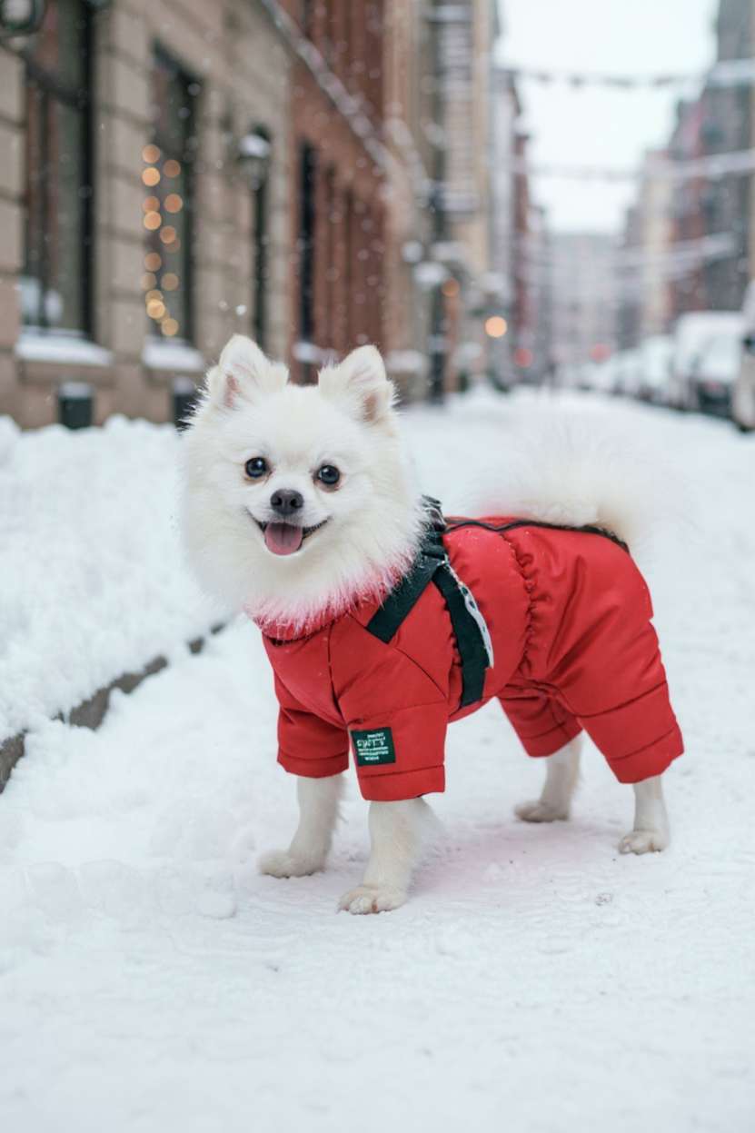 Комбинезон для собак со шлейкой Puffy Фикс красный