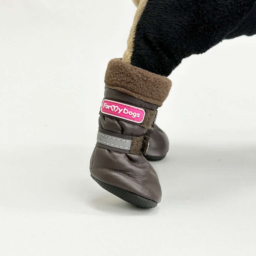 Зимняя обувь для собак ForMyDogs Кожзам Кофе