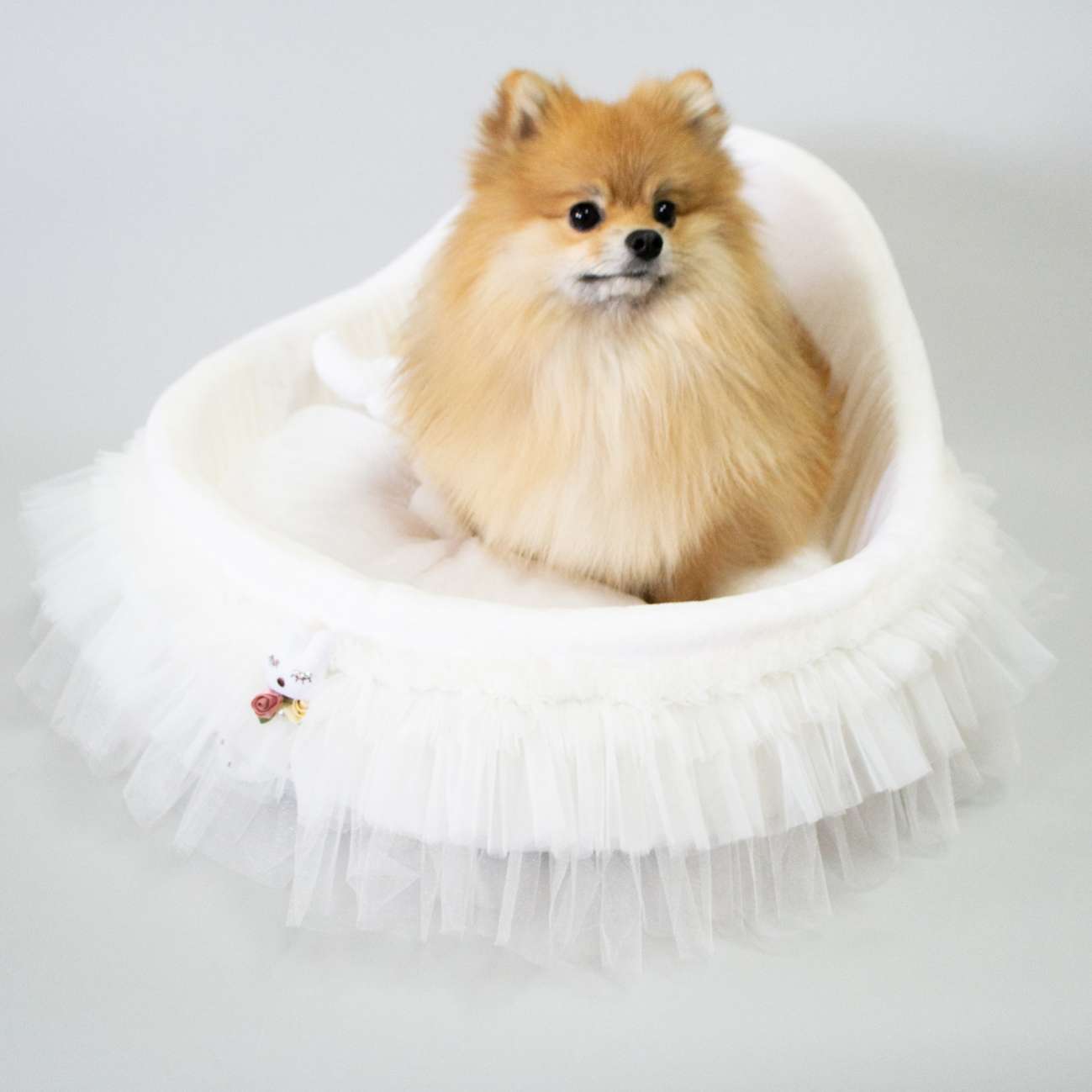 [Лежак] Лежанка для собак со спинкой Puffy Снежинка