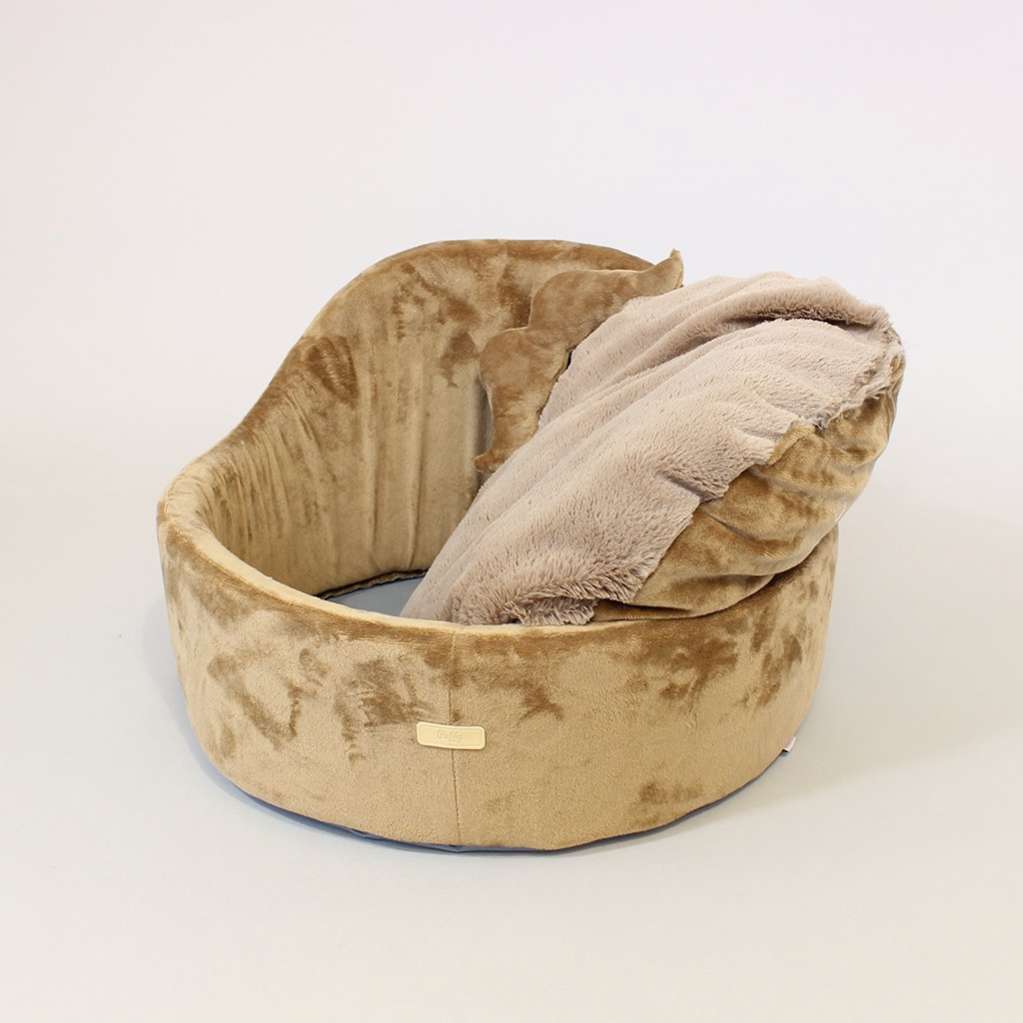 [Лежак] Лежанка для собак со спинкой Puffy Шокко