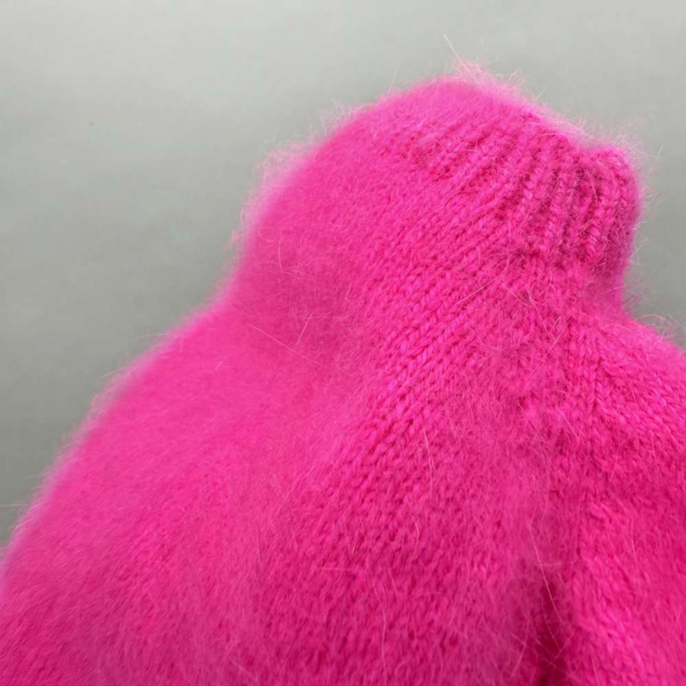 Вязаный свитер Puffy Пух норки Ярко-розовый