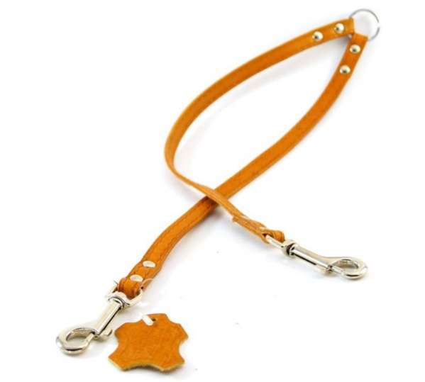 Кожаный поводок для двух собак