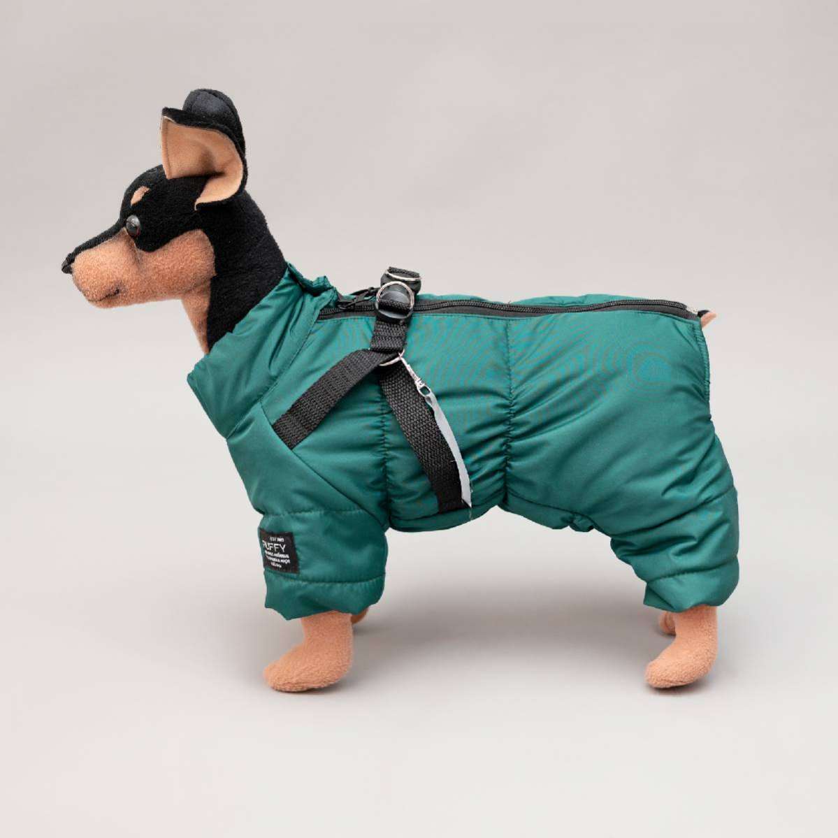 Комбинезон для собак со шлейкой Puffy Фикс изумруд