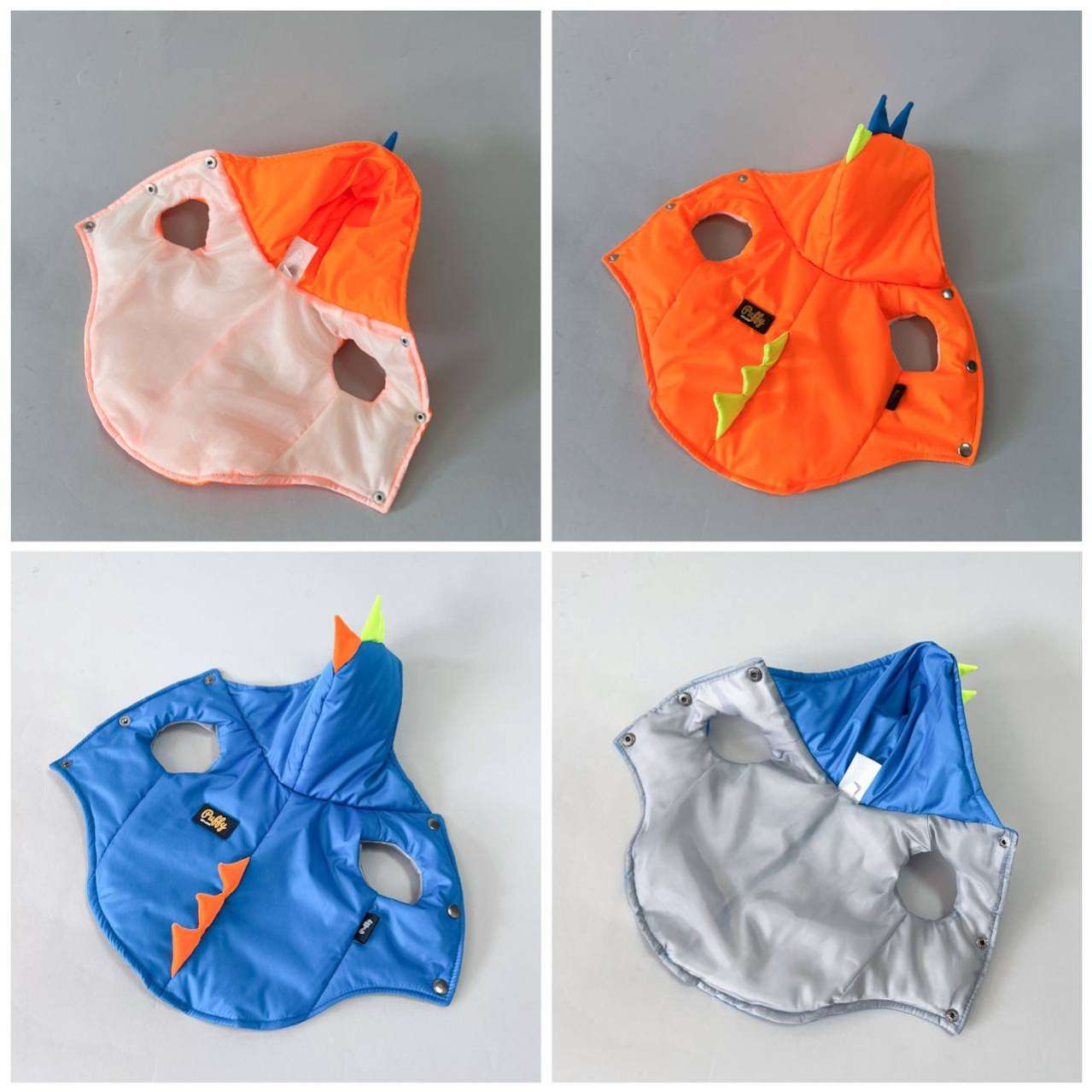 Жилетка для собаки Puffy Дино на шелке Голубой