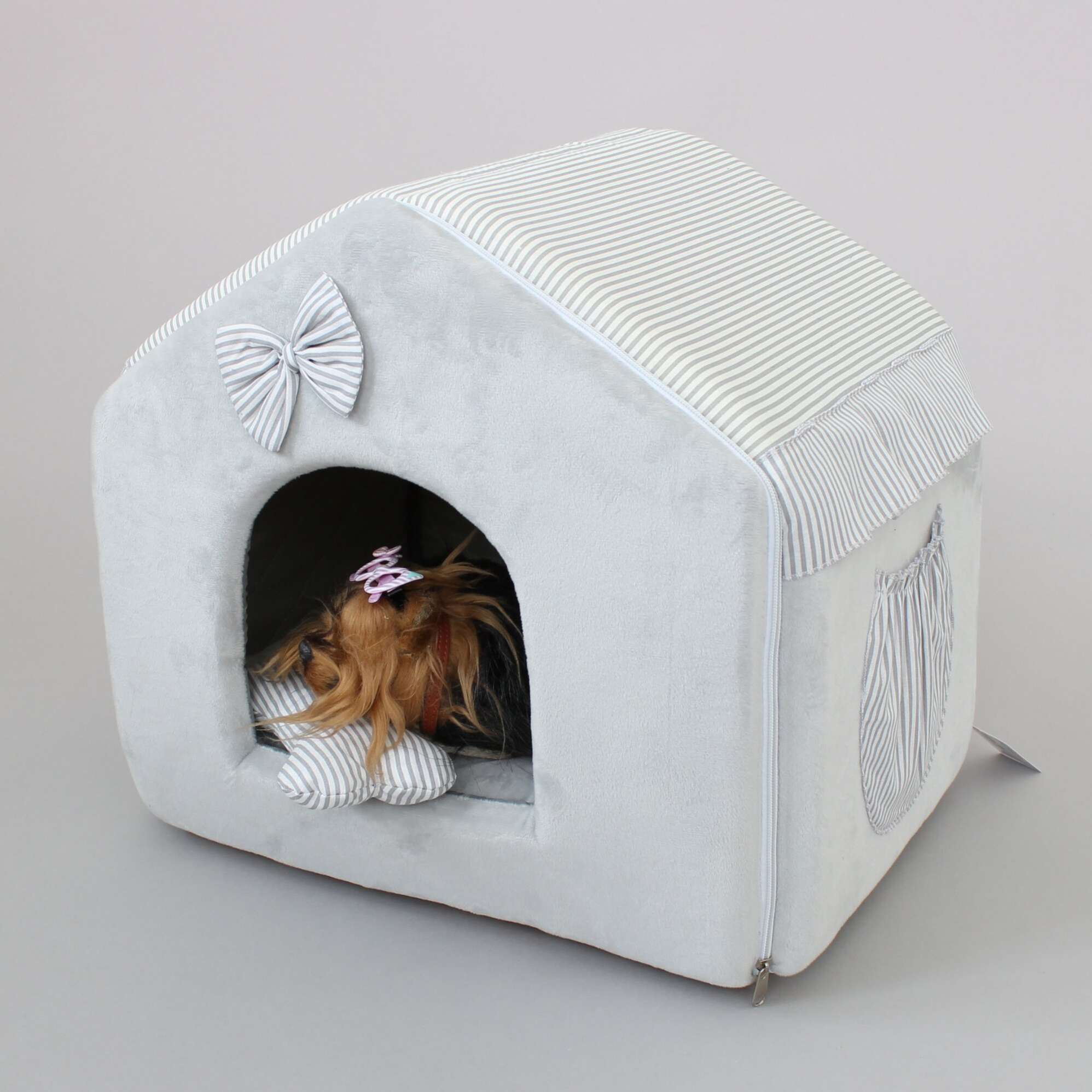 Домик для собаки Puffy Fancy Серебро в полоску