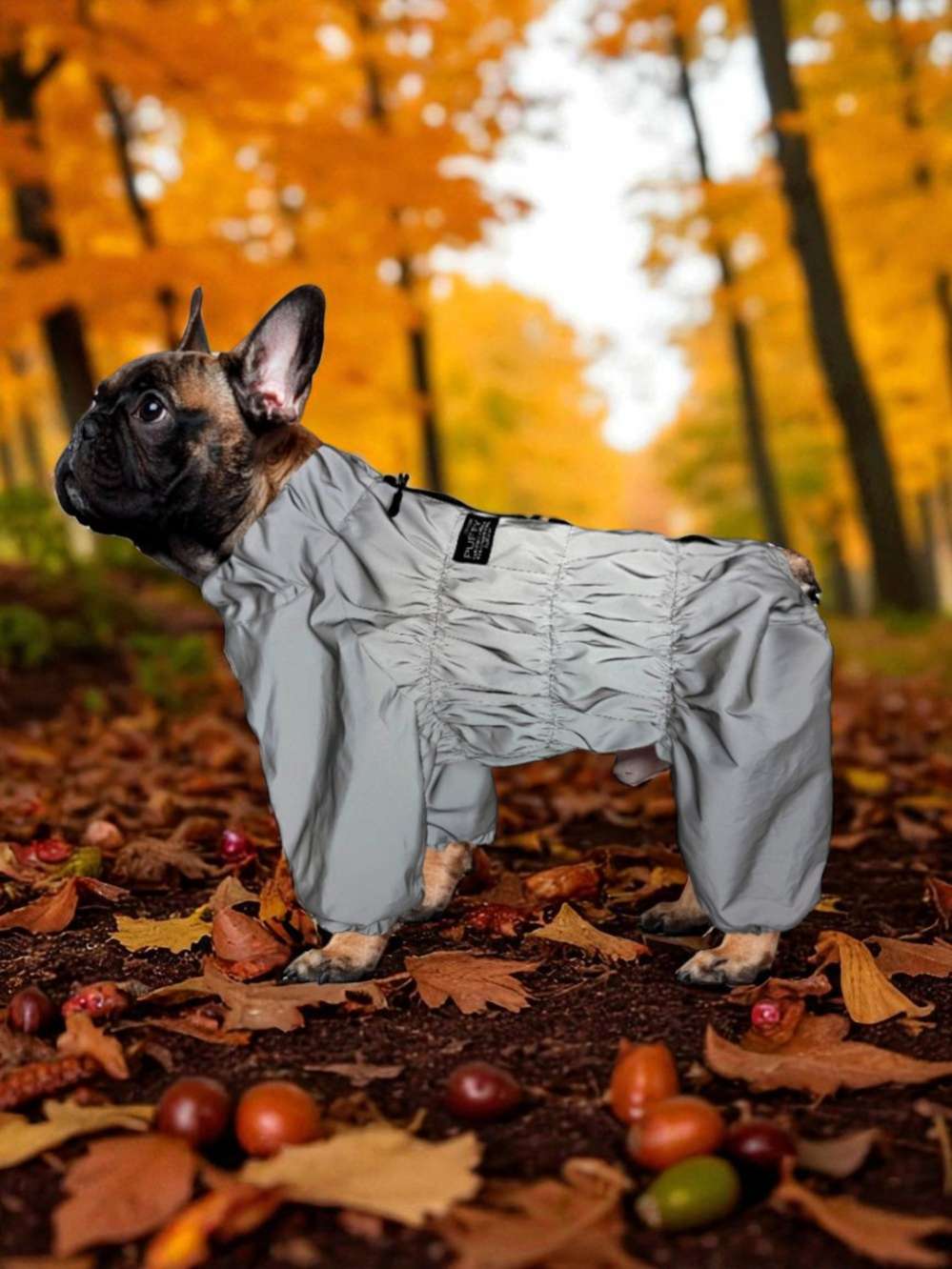 Утепленный дождевик Puffy Светоотражающий для мопсов и бульдогов 