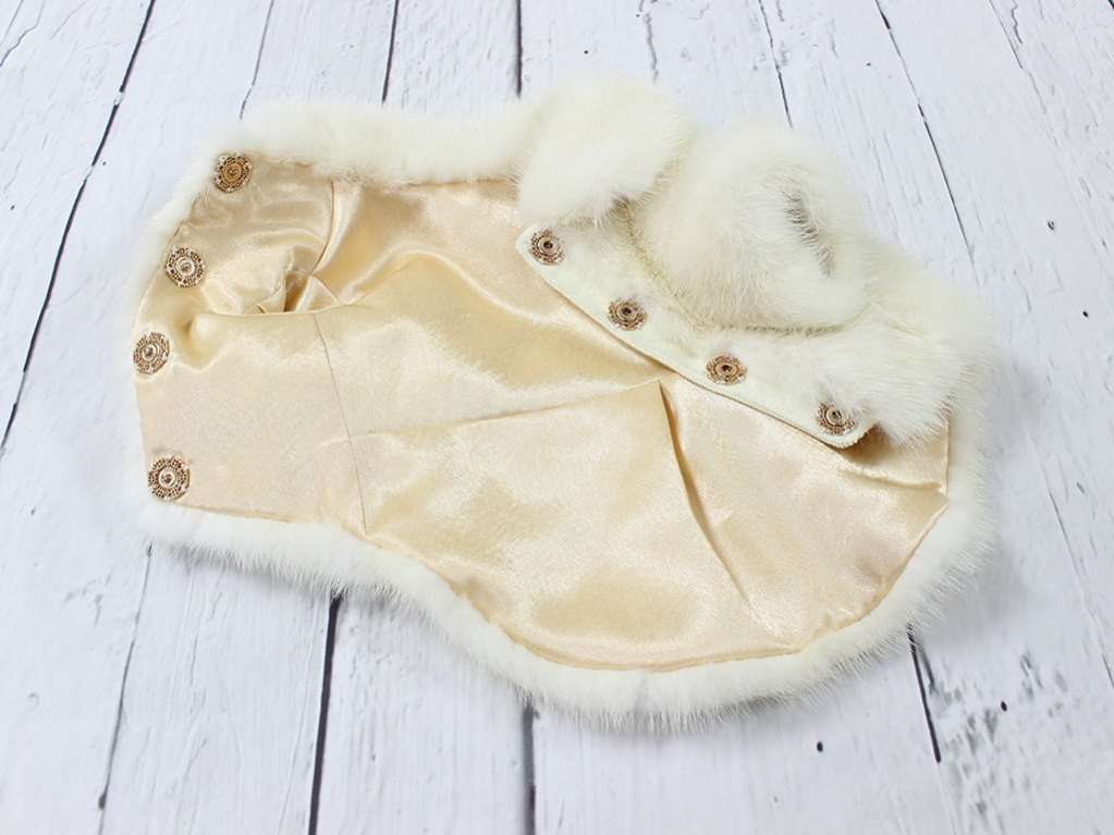 Шуба для собак норковая Адель белая