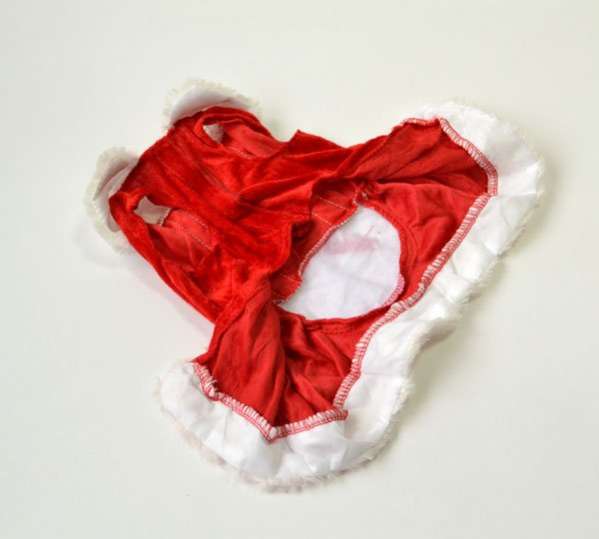 Новогоднее платье для собак с лентами