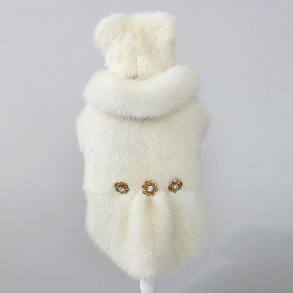 Норковая шапка для собак Puffy Ушки белая