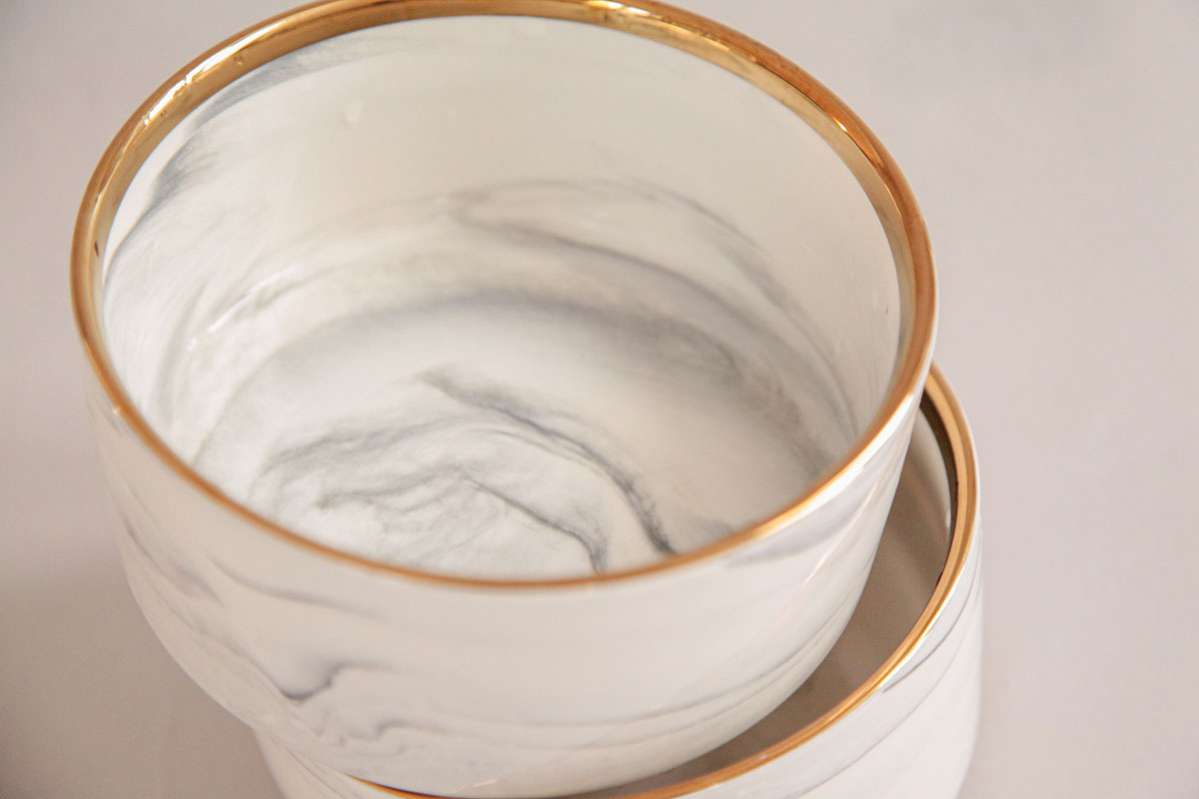 Миска для собак на деревянной подставке Pet Мрамор