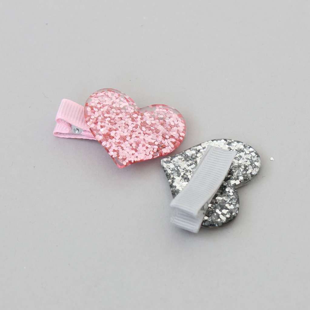 Заколка для собак Крокодильчик Сердце блестки