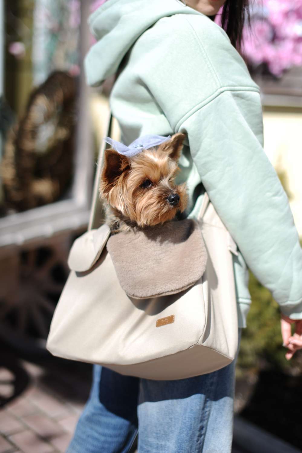 Демисезонная сумка-слинг для собак Puffy Бостон Серый